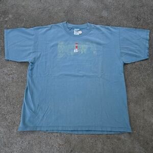 vtg 90s GEORGES SEURAT Sunday Afternoon On La Grande Jatte Art T Shirt Blue XL